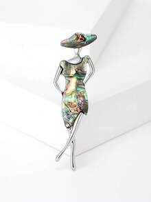 1 件時尚鮑魚殼女孩胸針適合女士日常佩戴