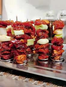 10pcs Stainless Steel BBQ Skewers For Grilling, Versatile Barbecue Needles, BBQ Sticks, Vertical Skewer Air Fryer Accessories, Oven Safe, , Rust-Resistant, Perfect For Outdoor Cooking, Home Barbecue, And Kitchen Supplies, Air Fryer Essentials, Spiral Handle Design, Rustresistant Needles, Grilling Accessories For Outdoor Grill, Perfect For Home, Outdoor, Holiday, Other Holiday Parties, Birthday Party Tableware - Multicolor - View 4