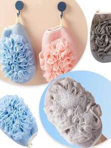 1 件装家用去角质浴巾，成人男女通用擦洗手套，用于清洁和去除污垢 - 彩色 - 查看 5