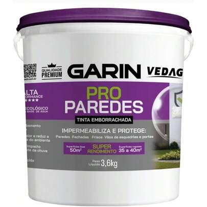 Tinta Emborrachada Impermeabilizante Pro Paredes Garin 3,6kg Borracha Liquida Premium