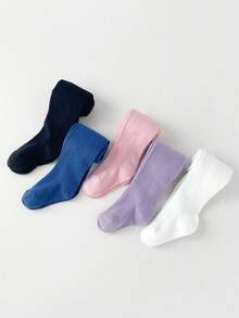 1 Pair Year-Round Essential Solid Baby Toddler Leggings Socks – Children Girl Kid Tights For Casual, School & Layering