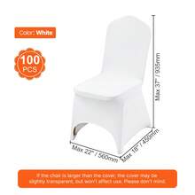 100Pcs Stretch Spandex Folding Chair Covers Universal Fitted Chair Cover Removable Washable Protective Slipcovers For Wedding Holiday Banquet Party Celebration Dining Christmas Decor White - 白色 - 查看 7