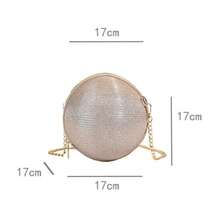 Runde Abendtasche mit Paillettendekor, Handtasche, Glitzer-Kettentasche für Party und Hochzeit - Schwarz - Übersicht 8