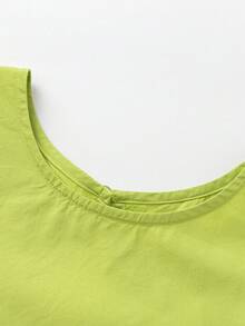 Balabala 女童连衣裙 儿童夏季中大童女孩纯棉文艺无袖花蕾连衣裙 - 綠色調 - 查看 3