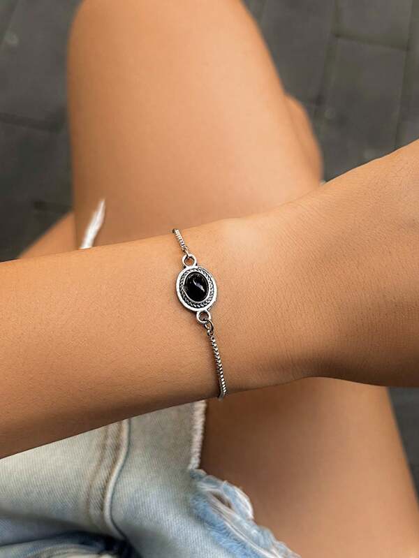 1 قطعة إسورة غربية كلاسيكية على الطراز الرجعي مرصعة بحجر التركواز، مجوهرات عصرية بوهيمية هدية للنساء