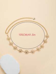 Cuiwrgrs 1 件金色太阳形状身体链腰带，多功能服饰配饰