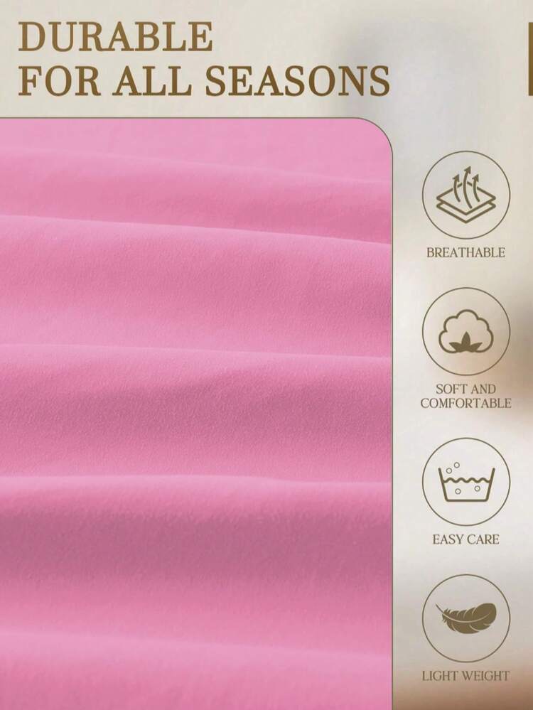 1pc Solid Pink Fitted Sheet, Mattress Protector, Soft & Breathable, Fits Twin, Full, Queen, King Size Beds, Deep Pocket Design Up To 11.8 Inches, Wrinkle-Resistant, Improves Sleep Quality, Machine Washable, Bedroom Decor - Pink - View 6