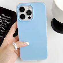 Light Blue Solid Color Material Fashion Phone Case 1 Set Jelly Color Summer Theme Phone Case Highly Protective, Fashionable & Stylish Compatible With Various Phone Models Ideal For Summer Fashion Enthusiasts Compatible With Iphone 16/7/8/11/12/13/14/15/X/XR/Xs/Plus/Pro/Pro Max/SE2/16E, Waterproof, Shockproof, Anti-Fall, Anti-Scratch Spring Gift - Blue - View 5