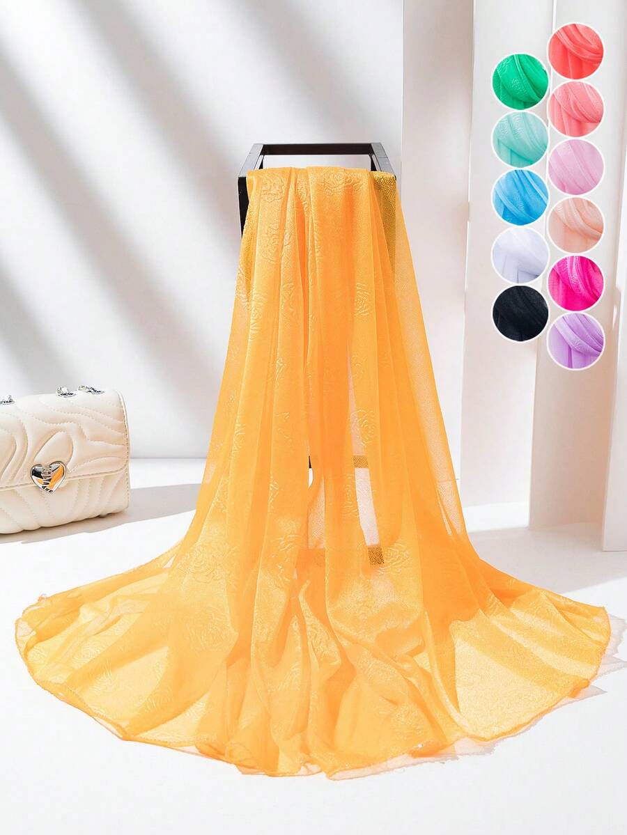 1 pieza Bufanda transparente de malla de color liso elegante para mujer, accesorio ligero y transpirable - Multicolor - Ver 1