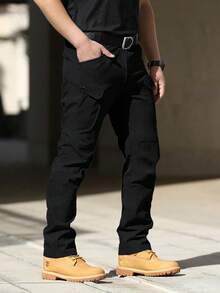 Men's Tactical Pants With Multiple Pockets, Multi-Pocket Design For Hiking & Outdoor Adventure, Camping Gear - Black - View 5