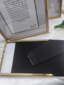 1pc 5", 6", 7", 8", 10" A4 Gold/Silver Stainless Steel Braided Pattern Photo Frame Easel, Random Picture Included - Multicolor - View 5