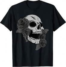 Black Skull Roses Dark Magic Viking Aesthetic Goth Gothic T-Shirt,GL Teacher Gifts - Black - View 1