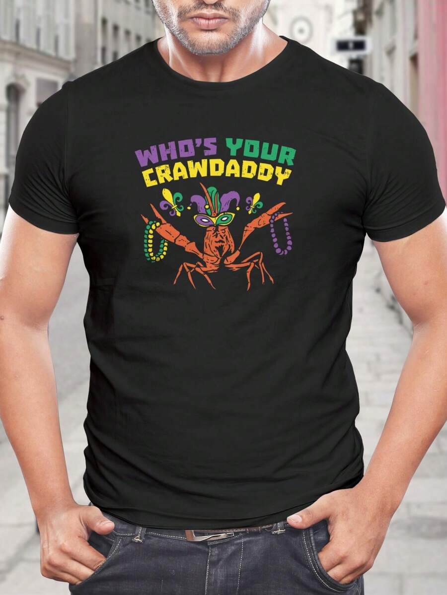 ¿Quién es tu Crawdaddy? Camiseta de Cangrejos de Río de Mardi Gras - Ropa divertida del festival cajún de Luisiana - Camisetas de algodón negras para hombre, mujer y niño - Negro - Ver 1
