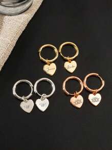 Brincos de coração personalizados, brincos pendurados com nome gravado, brincos com iniciais douradas, presente para madrinha de casamento, brinco para mulheres, presente de aniversário para ela