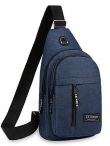 New Multi-Function Men's Dual Layer Chest Pack Water-Resistant Shoulder Crossbody Bag For Summer Streetwear - one-size - View 3