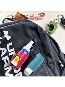 哮喘吸入器钥匙扣架，休闲风格咳嗽瓶保护套，便携式，黑色、蓝色、粉色、灰色可选，适合户外使用，腰部抗菌喷雾瓶皮套，女士香水酒精架，成人止咳瓶收纳袋，旅行必备旅行配件