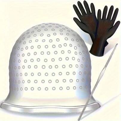 可重复使用的染发帽套装，配有金属钩和染发手套，专业造型工具及配件，适用于普通发质，便携式染发套装，返校季、旅行度假必备，女士美发配件，梳子，理发师配件，吹风机，头发，理发师，美发工具，美发产品，吹风机，头发，美发产品，美发工具，梳子，理发师，理发师配件，美发设备，发型，美发，头发，美发产品，美发工具，美发用品，理发师，理发师配件，理发店，美发设备