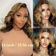 WALSDI Highlight 8-36Inch 13x6 4*4 5*5 13x4 Ear To Ear Body Wave Lace Front Wigs Human Blended Hair 200% HD Transparent Frontal Glueless Air Wigs Pre Cut Lace High Temperature Resistant Fiber Synthetic Blended Wig With Baby Hair For Women High Density Brazilian Virgin Human Blended Hair Wig - S4/27 - View 8