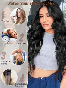 Tóc nối kẹp, tóc nối dài 20 inch bằng sợi tổng hợp gợn sóng dành cho nữ - 4 sợi tóc giả bằng sợi tổng hợp dày mềm mại dùng cho tiệc tùng hàng ngày Halloween, Ngày lễ tình nhân, Giáng sinh - Nhiều màu - Xem 7