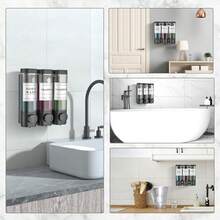 New Shampoo And Conditioner Dispenser Shower Dispenser Body Wash Wall Mounted Shampoo Dispenser For Shower Wall No Drill For Bathroom Hotel 3 Chamber X 300ml Black  Waterproof Labels - Black 3 - View 7