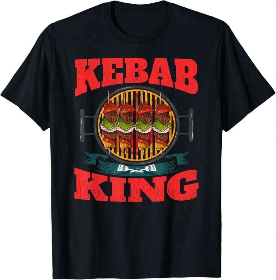 Kebab King - Funny Barbecue Grill Cookout T-Shirt^AL Father's Day Gifts - 黑色 - 查看 1