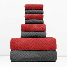 8pcs Wheat Coral Fleece Towel Set, Includes 2 Bath Towels, 2 Face Towels And 4 Hand Towels, Soft Skin-Friendly Quick Dry Absorbent Bathroom & Kitchen Towel Set Back To SchoolFor Beauty Salon Home Bathroom