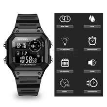 Sanda Men's Digital Military Sports Watch Calendar Alarm Clock Night Light - Black - View 4
