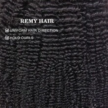Brasilianska lockiga hårförlängningar i mänskligt hår, jungfruligt hår, kinky curly, obearbetat Remy-hår, billiga hårförlängningar i naturligt mänskligt hår, 50 g/st - Natural Black - Visa 4