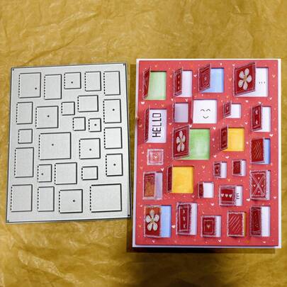 1 件矩形孔径小金属切割模具，DIY 相册压花模板，手工贺卡制作金属切割模具，礼品卡制作工具