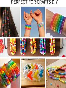 100pcs Pony Beads Mix Color Bracelet Beads For Jewelry Making Glitter Transparent Pony Beads For Hair Braids Crafts Plastic Beads DIY Bracelet