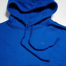 Adidas Women Plain Logo Short Hooded Sweatshirt HK7235 - Blue - View 2