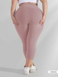 Quần legging lửng cạp cao bó sát dành cho nữ cỡ lớn, quần yoga co giãn (XL-5X) - Chất liệu spandex co giãn ôm sát. - Hồng - Xem 5