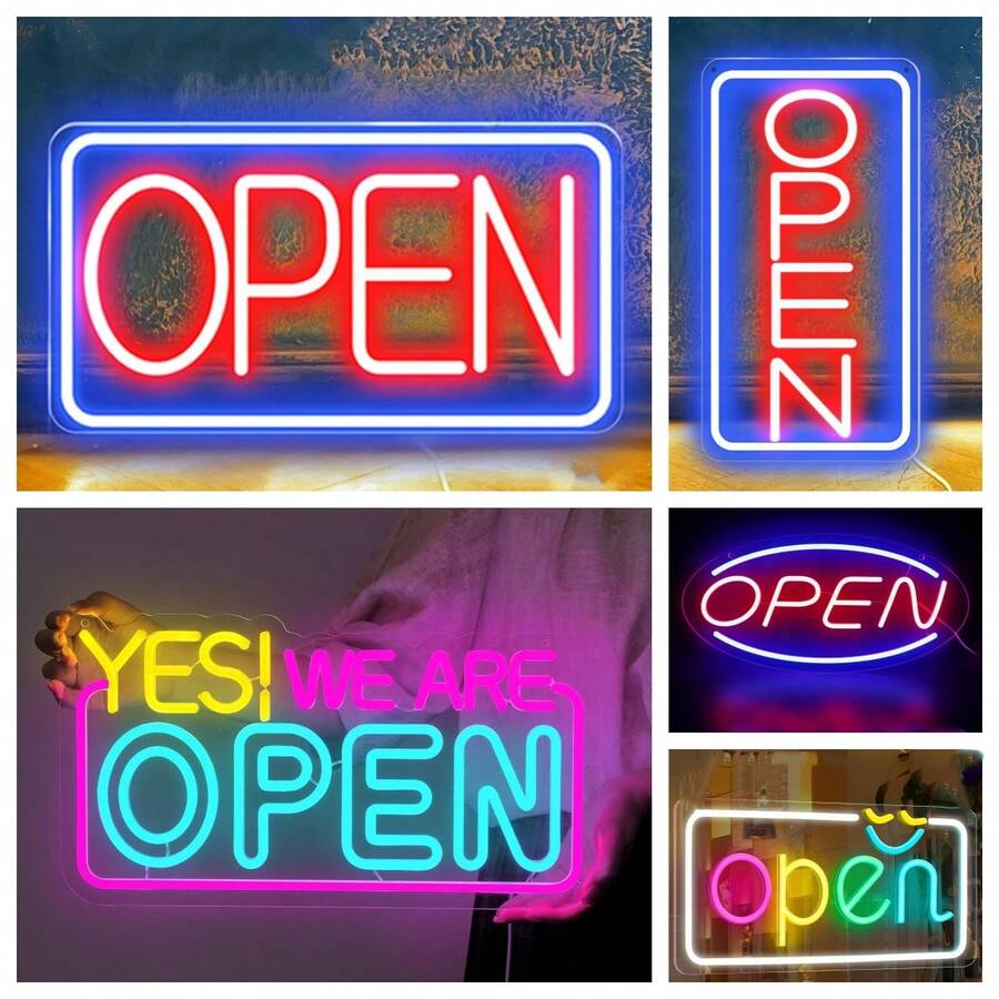 1ps LED OPEN 霓虹灯，USB 供电霓虹灯，适用于俱乐部、商务餐厅、咖啡厅、多用途装饰壁挂灯 - open - 查看 1