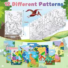 12 Packs Animals Pre Drawn Canvas To Paint, 5" X 7" Dinosaur Pre Printed Canvas For Kids, Pre Stretched Canvas Outline Painting Boards For Beginners, Students, Party Favor