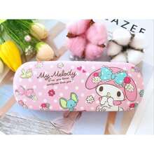 Sanrio 2 Stücke Sanrio Brillenetui für Hello Kitty, My Melody, Kuromi, Cinnamoroll - süßer Katzen-Muster, Kunstleder, stoßfest und druckbeständig, modisches Design für den täglichen Gebrauch, Sanrio