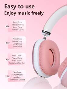 Gerripuer Fully Enclosed Wireless Headphones, 5.3 Smart Chip, HIFI Sound Quality, 360° Surround Sound, Dual Connectivity, Anti-Shake, Super Long Battery Life, Stylish Wireless Headphones - Pink - View 11