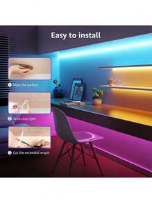3,3-50ft/1-15m Éclairage décoratif pour rétroéclairage de moniteur TV, bande lumineuse LED RVB avec Bluetooth, bande lumineuse intelligente avec contrôle par application mobile, quatre bandes lumineuses LED