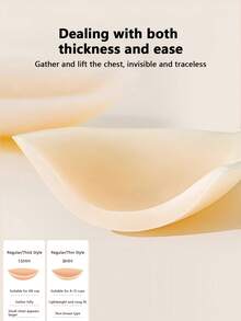 1片硅胶义乳贴女夏季薄款隐形义乳贴无肩带文胸吊带裙隐形无缝防水大胸聚拢上吊带婚纱小胸贴 - 彩色 - 查看 4