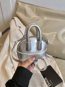 1pc INS Style Fashion Girls Mini Crossbody Bag, 2025 New Cute Candy Color Conch Bag With Lychee Pattern PU, Suitable For Daily Use - Oil Leather Handbag - View 7