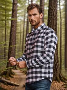 Men's Galileus Shirt Long Sleeve Italian Collar Flannel Fabric Resistant Warm For Cold Days, Festa Junina Quadrilha