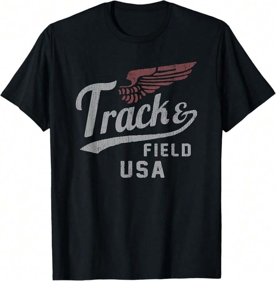 Usa Track And Field Faded Jersey T-Shirt@EX Gifts For Boyfriend - Black - View 1