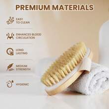 Cepillo de baño de haya para cepillado en seco, cepillo corporal con cerdas suaves que exfolia la piel seca natural, cepillo corporal para una piel perfecta y reducción de la celulitis
