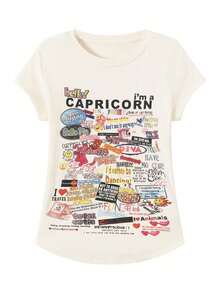 女士不对称印花短袖T恤，复古优雅百搭上衣，夏季休闲款 - 杏色 - 查看 5