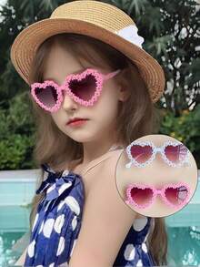 قطعتان من أحدث نظارات كلاسيكية بشكل زهرة قلب جميلة وجذابة لعام 2025 للبنات والأطفال، نظارات أطفال (قد تختلف قليلاً ألوان عدسات النظارات بسبب الإضاءة).