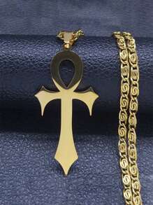 Collar de cruz ankh egipcia para mujeres/hombres, color dorado de acero inoxidable, amuleto, joyería de protección
