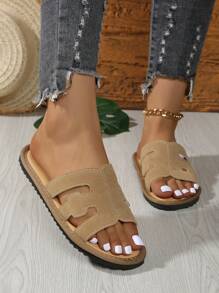New Flat Comfortable Beach Slides, Slim Fit, Suitable For Summer Outdoor, Travel And Vacation