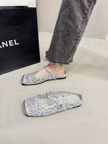 2025新款女士穆勒鞋，包头平底凉鞋，优雅法式一脚蹬低跟休闲拖鞋