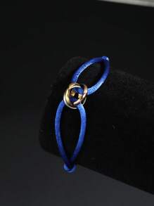 1 pièce Bracelet tressé chanceux en cercle tricolore en acier inoxydable branché pour femmes, convient pour la décoration quotidienne