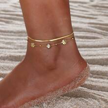 1pc/Set Classic Style Anklet Bestsellers, Includes Resin Shell, Star And Moon Pendants, Multiple Styles, Suitable For Women's Daily Wear And Party Occasions