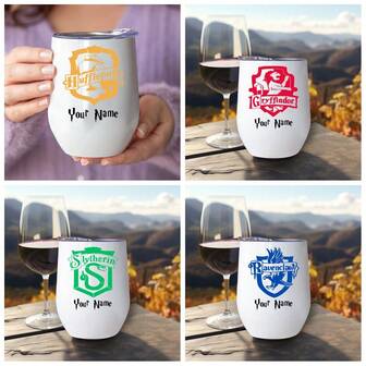  1pc 12oz Harry Potter Egg-Shaped Customized Name & Design Stainless Steel Double Wall Insulated Tumbler With Lid, Perfect Gift For Family And Friends